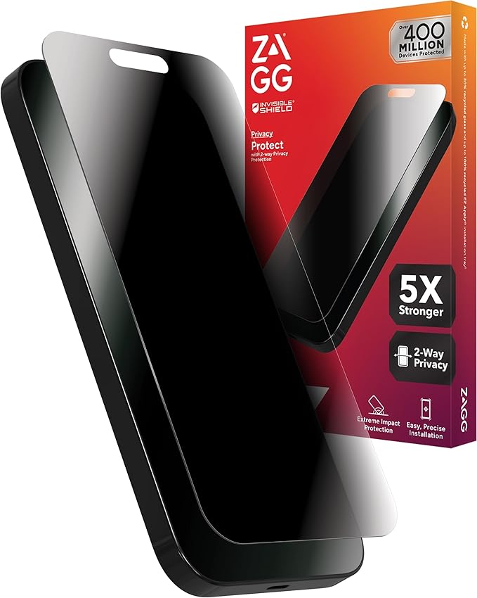 ZAGG InvisibleShield Glass Elite Privacy iPhone 15 Pro Max Screen Protector by ZAGG