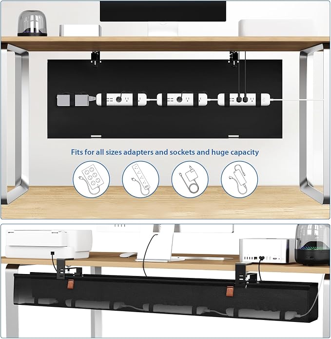 Zilink No Dril Under Desk Cable Management Tray 40" Cord Organizer - Image 2