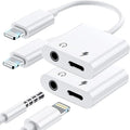 2 Pack Lightning to 3.5mm Headphone Jack Adapter, 2 in 1 Headphone Adapter Aux by LIEZHUA