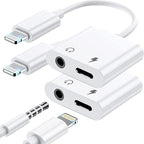 2 Pack Lightning to 3.5mm Headphone Jack Adapter, 2 in 1 Headphone Adapter Aux by LIEZHUA