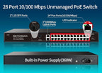 STEAMEMO 28 Port PoE Switch, 24 PoE+ Port@ 360W, 2 Gigabit Uplink, 2*1G SFP - Image 2