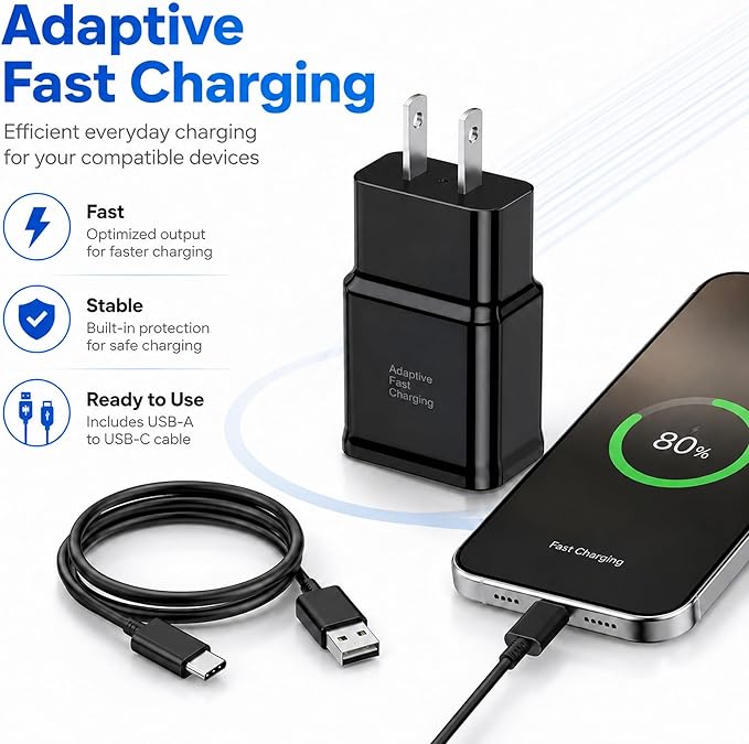 Type C Charger Fast Charging, 2 Pack USB C Android Phone Wall Charger Block & - Image 2
