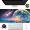 Desk Mat, Galaxy Earth Planet Desk Pad, Science Fiction Cosmic Large Gaming by Eflxamz