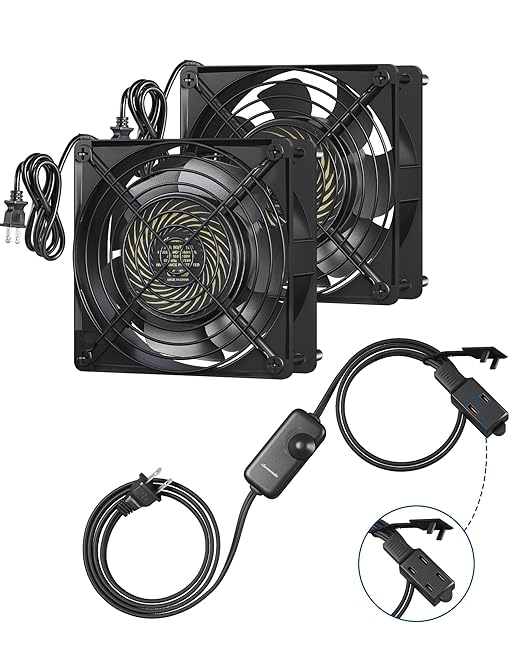 DEWENWILS 120V AC Muffin Fan, 120mm×38mm Exhaust Fan, Waterproof Case Cooling by DEWENWILS