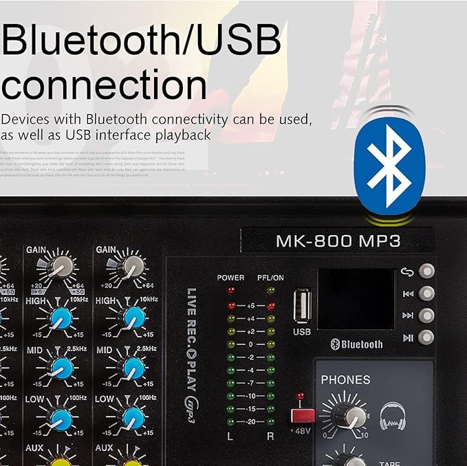 G-MARK MK800MP3 Professional Audio Mixer Sound Board 8 Channels Mixing Console - Image 2