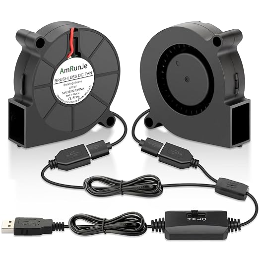 50mm x 15mm USB Blower Fan 2 Pack 5v Squirrel Cage Blower Fan by AmRunJe-CalmDownYourDevice