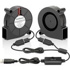 50mm x 15mm USB Blower Fan 2 Pack 5v Squirrel Cage Blower Fan by AmRunJe-CalmDownYourDevice