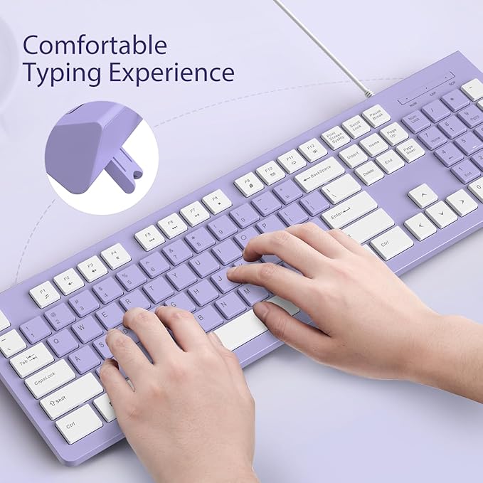 Computer Keyboard Wired, Plug Play USB Keyboard, Low Profile Chiclet Keys - Image 6