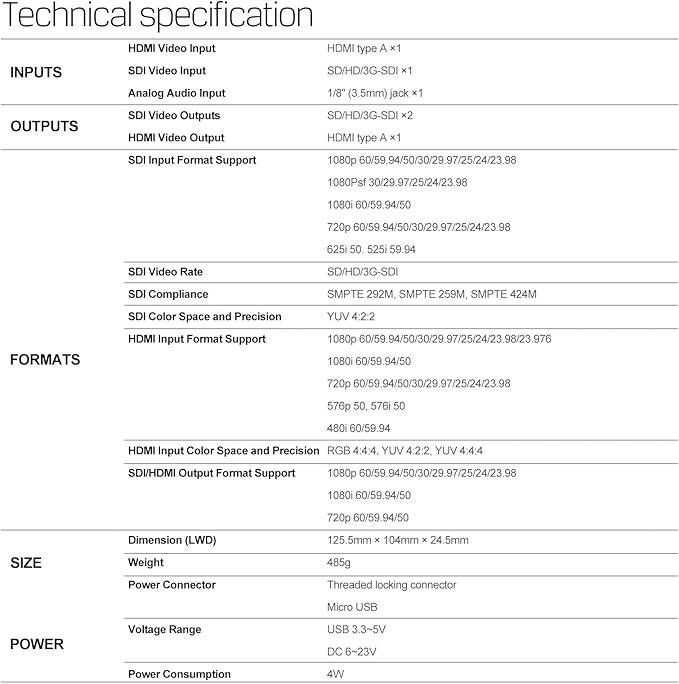 AVMATRIX SDI/HDMI Up/Down/Cross Converter, DlP Switches, SD/HD/3G-SDI Scaling - Image 6