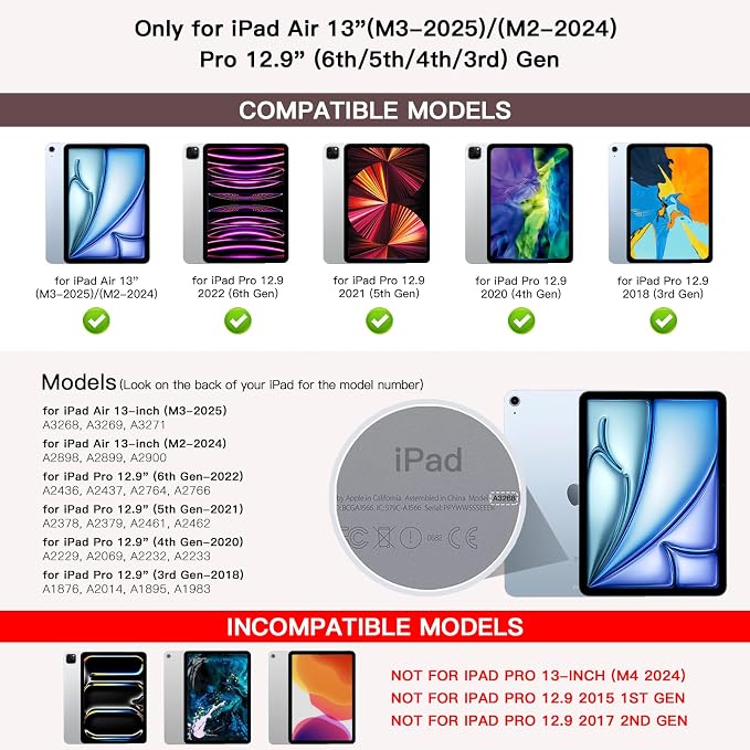for iPad Air 13 inch Case with Keyboard, iPad Pro 12.9 Magic Keyboard, Springy - Image 2