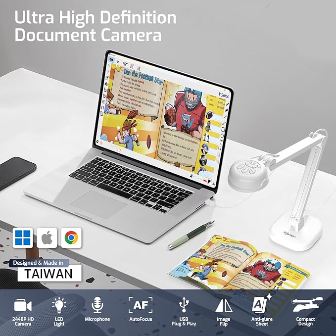 INS-1 USB Document Camera — 8MP Ultra HD, Auto Focus, LED Light, Built-in - Image 3