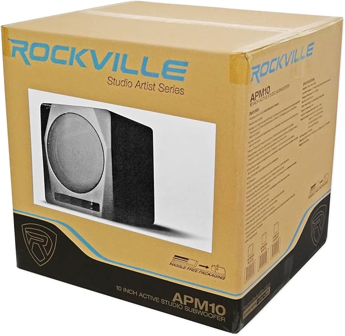 Rockville APM10B Active Studio Subwoofer in Black, MDF Wood, RCA/XLR/Optical - Image 7