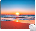 Beach Sunrise Mouse Pad, Seaside Wave Sunset Mouse Pad Custom Design, Square by DUADELI