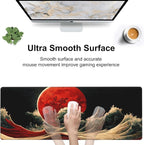 Red Moon Above The Sea Desk Mat, Large Chinese Style Landscape Gaming Keyboard - Image 5