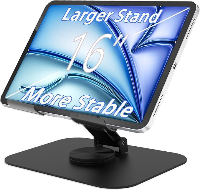 Larger Metal Tablet Stand, Adjustable 360° Rotation Tablet Holder Compatible by TAPMEI