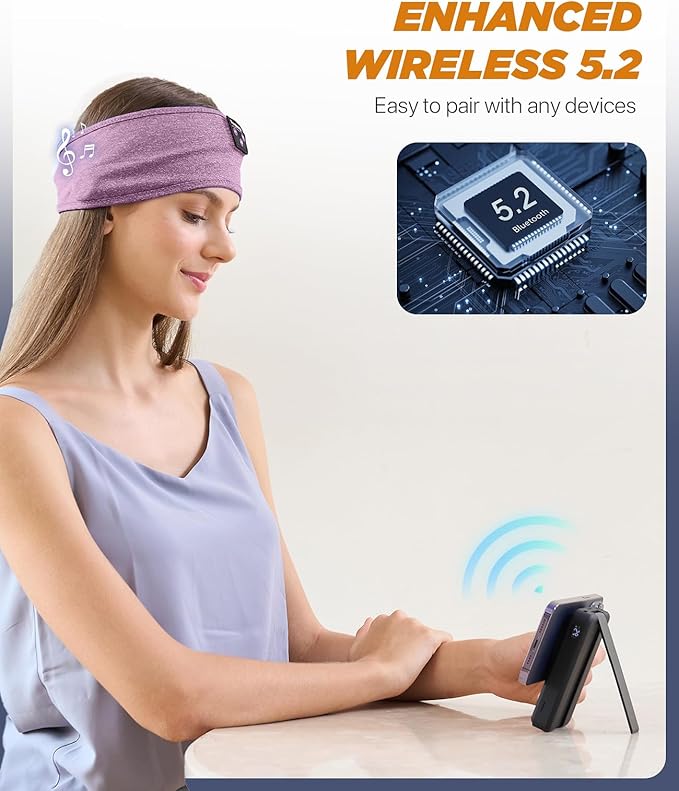 Perytong Sleep Headphones Bluetooth Headband, Headband Headphones - Image 3