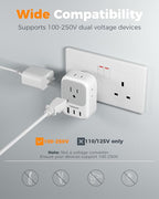 US to UK Plug Adapter 3 Pack, TESSAN Type G Adapter - Image 6