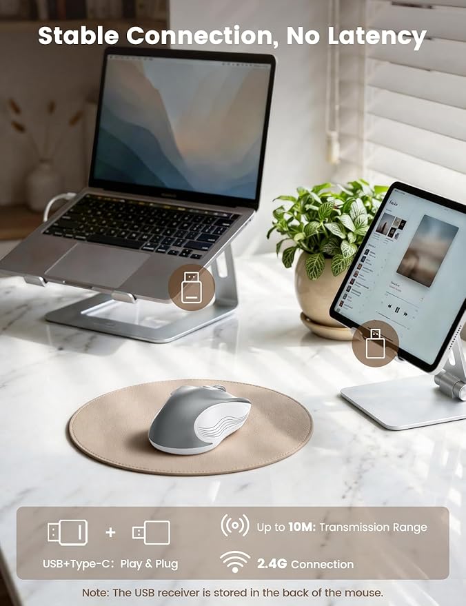 WisFox 2.4G Wireless Mouse for Laptop, Ergonomic Computer Mouse - Image 2