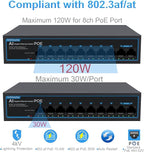 8 Port Gigabit PoE Switch with 2 Gigabit Uplink, 802.3af/at, 120W Built-in Power - Image 5