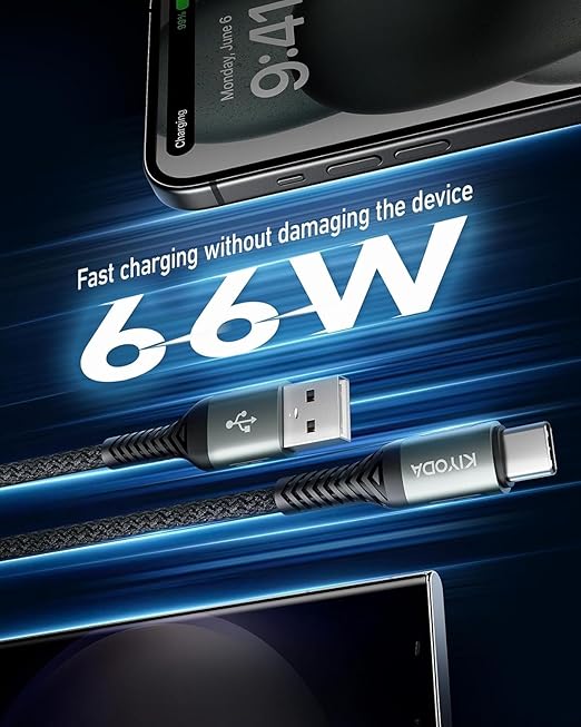 KIYODA USB A to USB C Cable 3FT/6FT, Coiled USB C Cable - Image 3