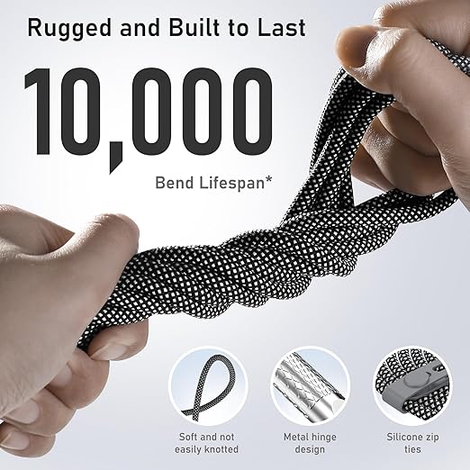 USB C to USB C Cable 6.6ft, 240W 2-Pack Braided 180°Rotating Type C Charging - Image 6