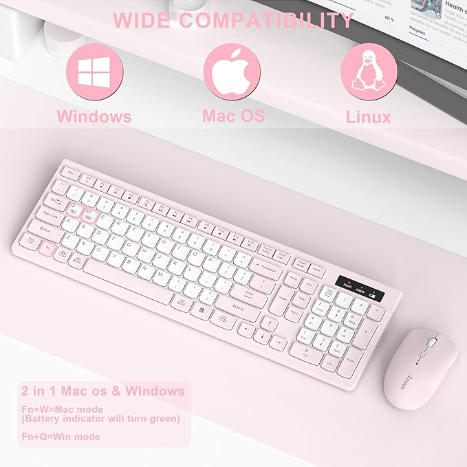 Wireless Keyboard and Mouse Combo, Full-Sized Quiet Wireless Keyboard and - Image 6