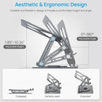 Adjustable Laptop Stand with 360 Rotating Base & USB Docking Station - Image 4