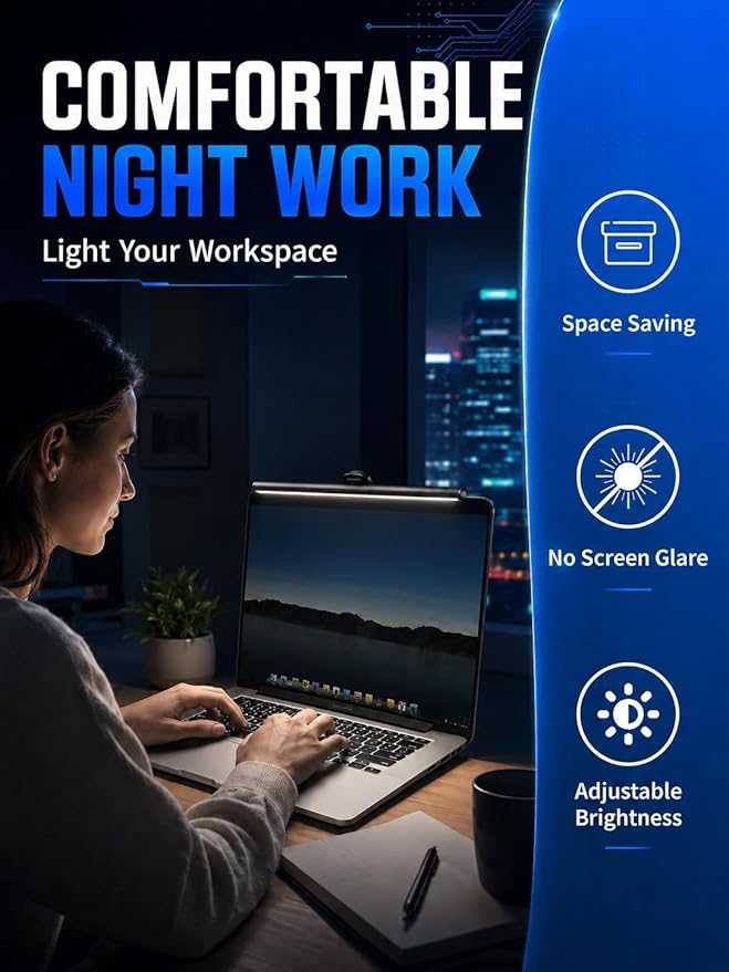 Laptop Monitor Light Bar, USB e-Reading LED Task Lamp, 3 Adjustable Color - Image 5