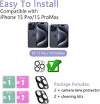 2 Pack Camera Lens Protector for iPhone 15 Pro/iPhone 15 Pro Max, AR Tempered - Image 2