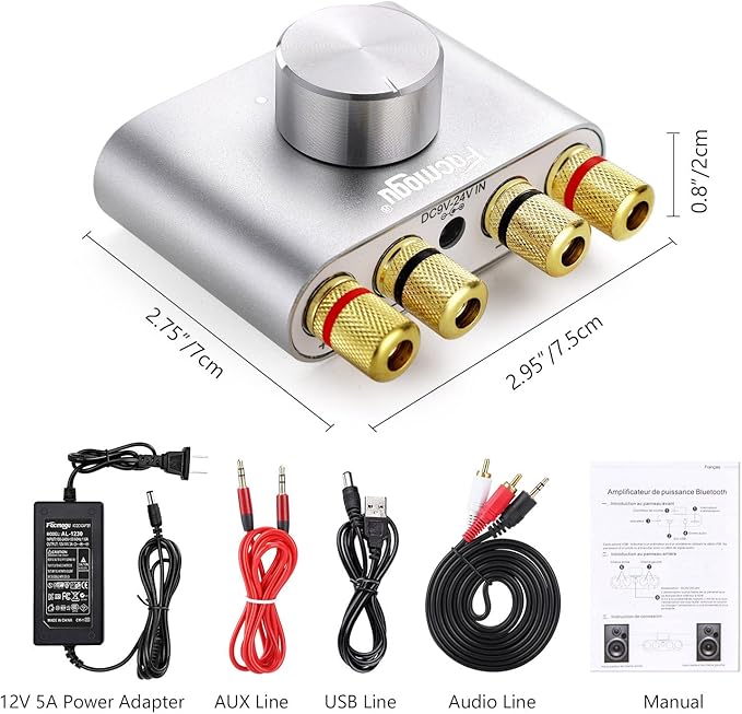 Facmogu F900S 160W Bluetooth 5.0 Mini Amplifier, 80Wx2 2.0CH Audio Power - Image 3