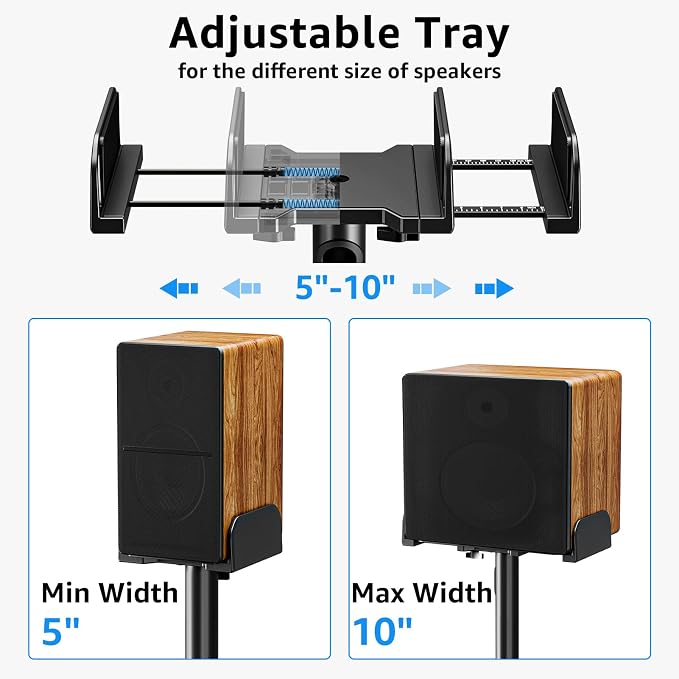 MOUNTUP Universal Speakers Stands Pair 34" to 43.3" Height Adjustable Holds - Image 3