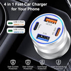 65W Car Phone Charger USB C, 5 Pack 4-Port Cigarette Lighter Adapter, 12V USB C - Image 7