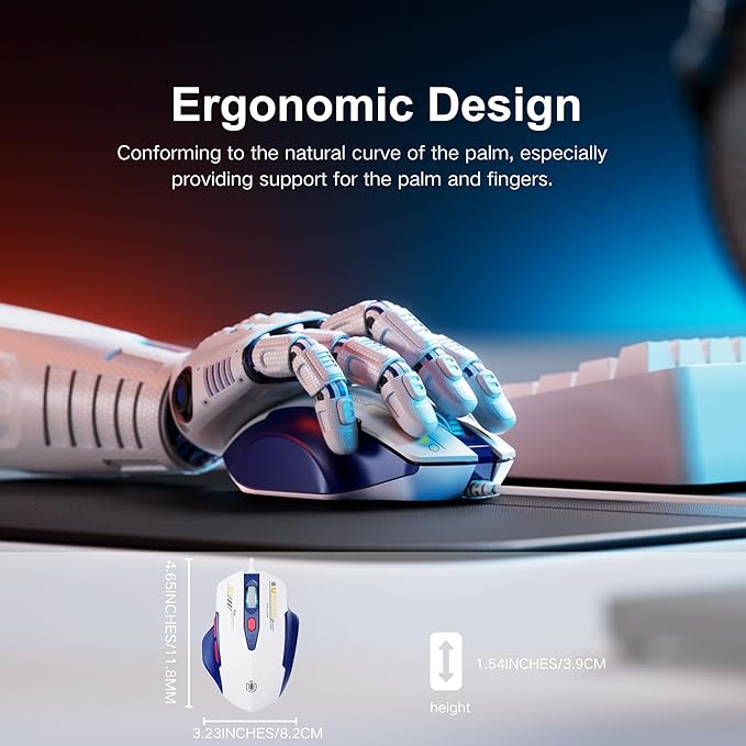 Wired Mouse, 4 Levels Adjustable DPI, 6 Programmable Buttons, Ergonomic - Image 2