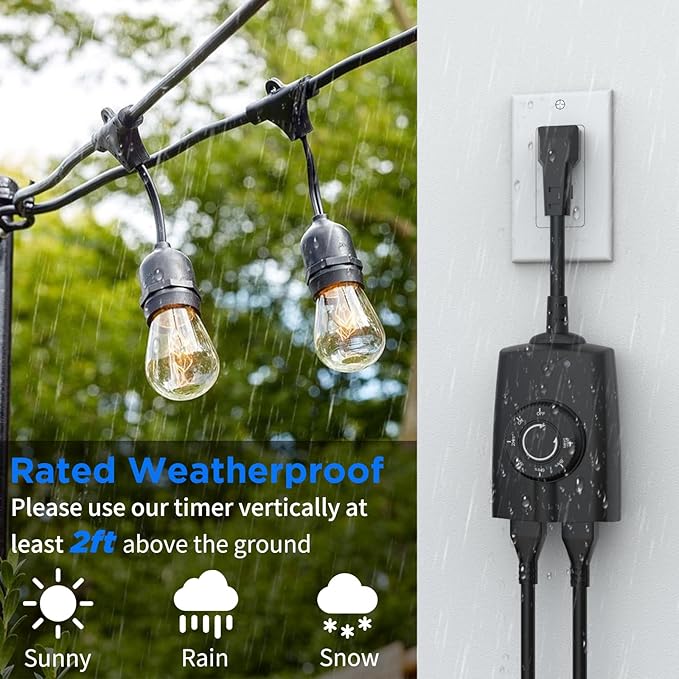 G-Homa Outdoor Timer, Dusk to Dawn Timer, Outdoor Light Timers Waterproof - Image 5