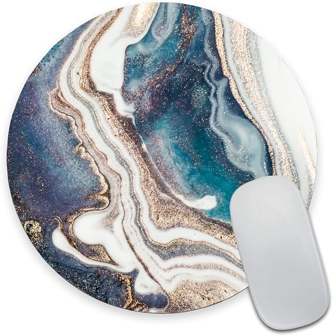 Blue Gold Marble Mouse Pad by Armanza