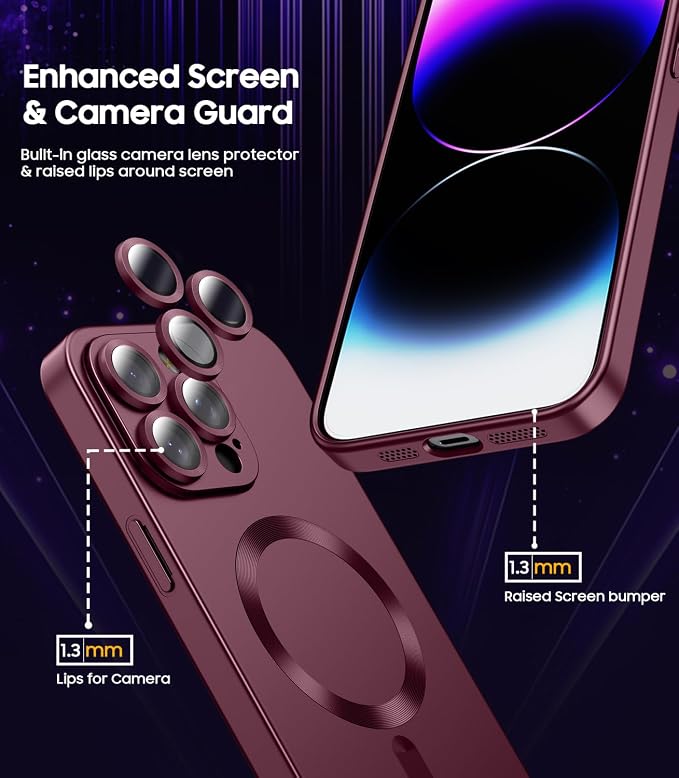 Magnetic for iPhone 14 Pro Max Case Slim Soft TPU Bumper Shockproof Metallic - Image 3