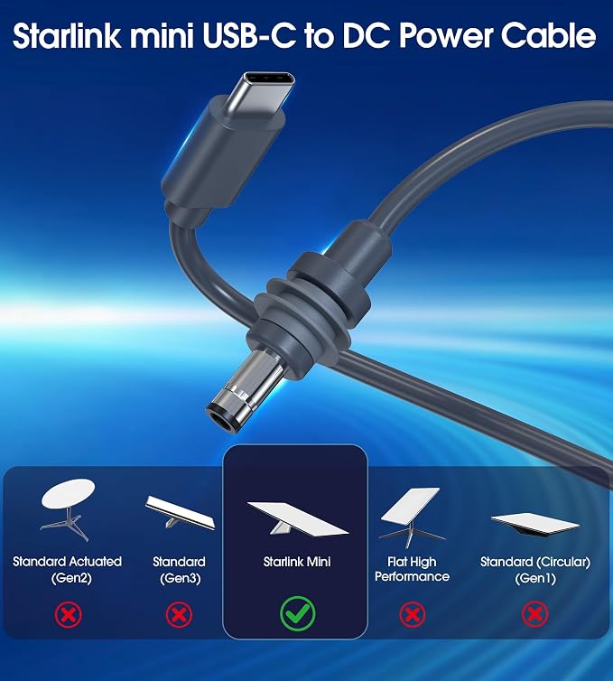 10FT Starlink Mini USB-C to DC Power Cable – Waterproof 18AWG, PD 100W - Image 4