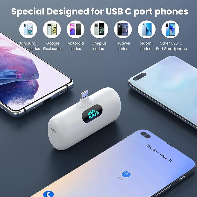 Samll Portable Charger for iPhone 16/15 Series, 5000mAh 3A PD USB C Power Bank - Image 3
