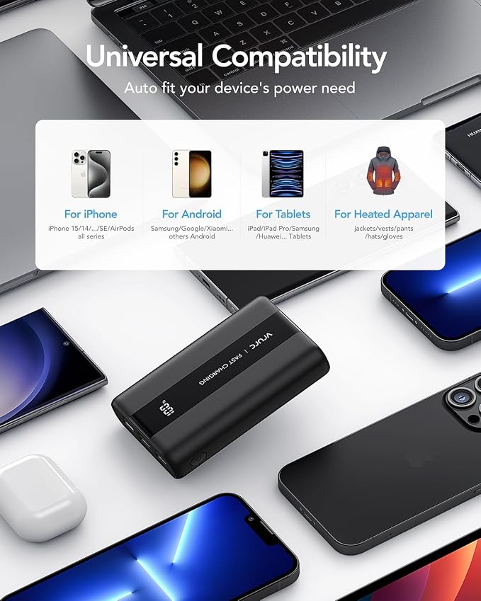 VRURC Portable Charger, 20000mAh Small Power Bank, 22.5W Fast Charging Battery - Image 7