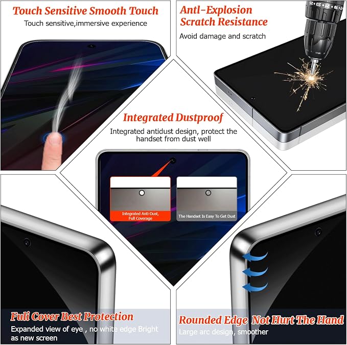 3 Pack Galaxy S24/S25 Privacy Anti spy Screen Protector, 9H Hardness Tempered - Image 5