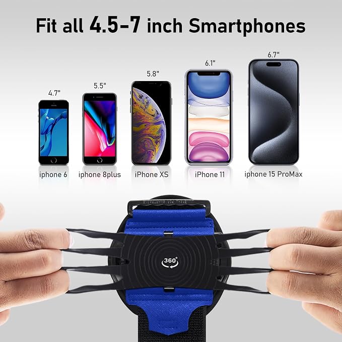 Running Phone Holder Wristband, Forearm Armbands 360° Rotatable & Detachable - Image 2