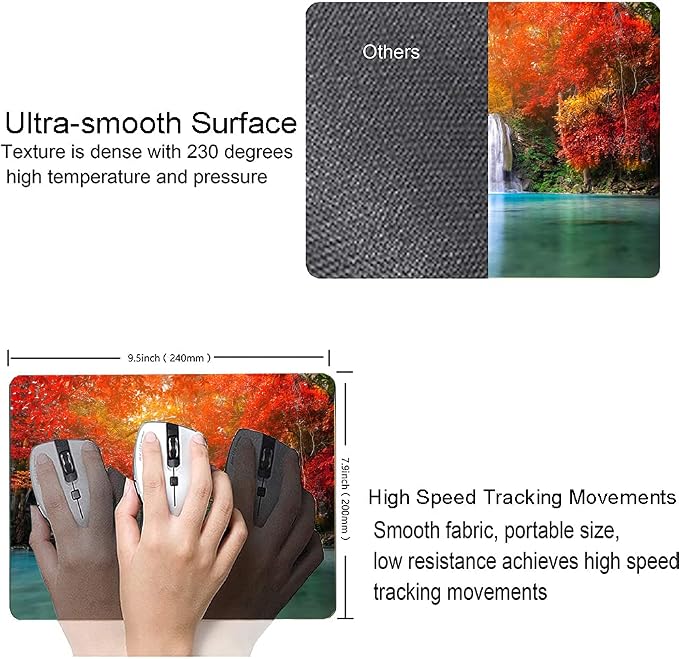 Mouse Pad, Natural Landscape Mouse Mad, Square Waterproof Mouse Pad Non-Slip - Image 3