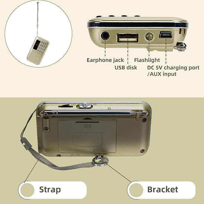 Retekess PR11 AM FM Radio Portable, Rechargeable Transistor Radios Small - Image 9