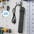 6-Outlet Surge Protector 2pk – 250 Joules, 2ft Cord, 1875W Max – Right Angle - Image 3