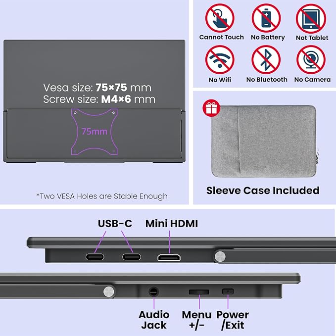 Portable Gaming Monitor 16 Inch QHD 2.5K 2560X1600 16:10 100 Hz 100% sRGB 10 - Image 6