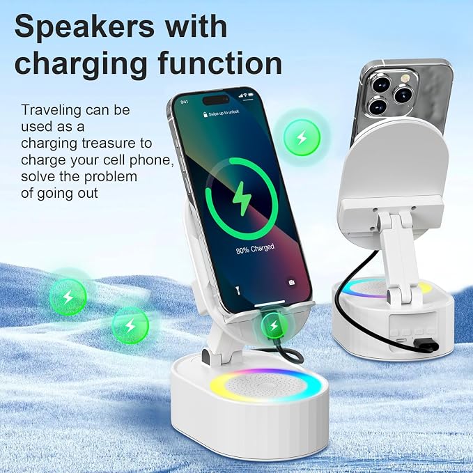 Wireless Induction Audio Bluetooth Speaker 5in1 Phone Holder Emergency - Image 4