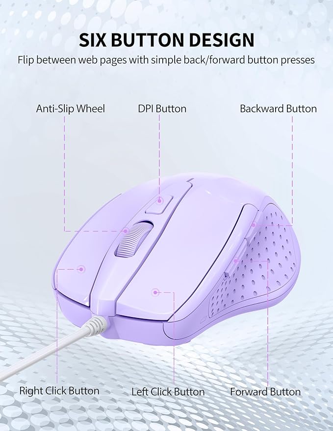 TECKNET Wired Mouse, 6-Button Corded - Image 7