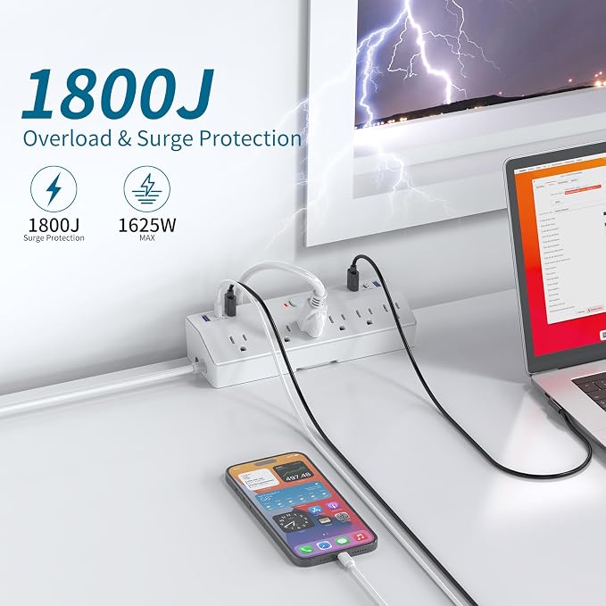40W Fast Charging Station, Desk Clamp Power Strip, JXGUCAT Removable Desk Clamp - Image 4