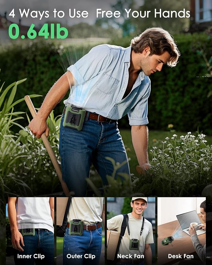 Portable Waist Fan Clip on, Personal Wearable Belt Fan 10000mAh Rechargeable - Image 3