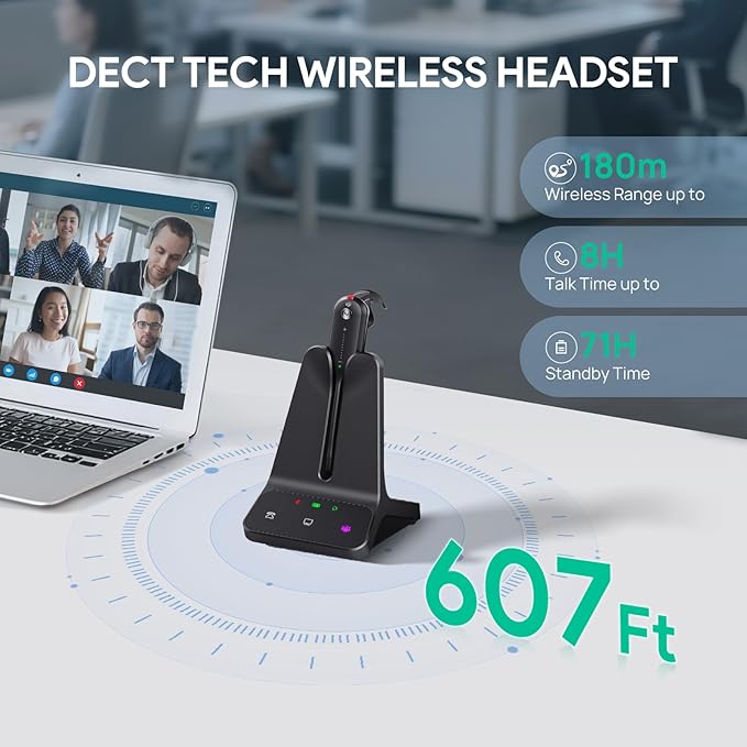 Yealink DECT Wireless Headset WH63 E2 UC, Zoom Teams Certified, Single Ear - Image 3